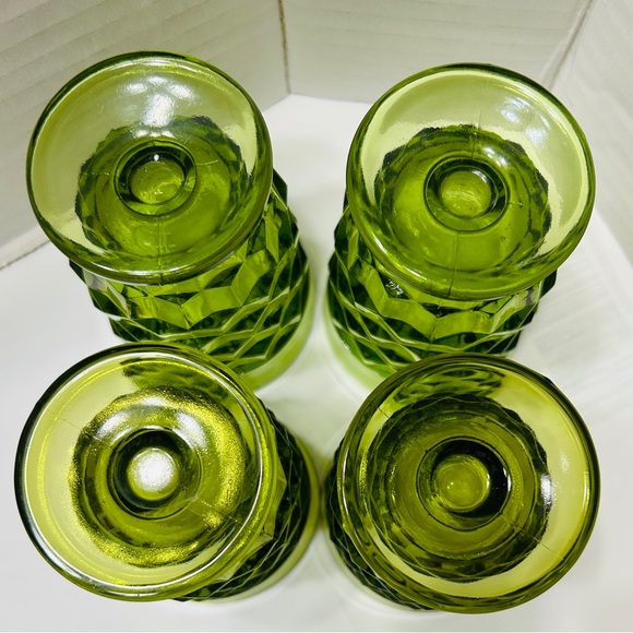 Vintage juice glasses Whitehall Colony Cubist, set of 4, avocado green. - Picture 5 of 5